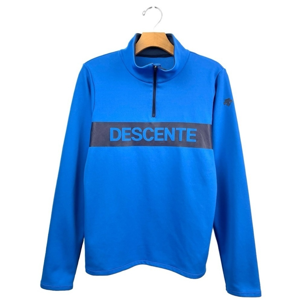 Descente Cobalt Blue Quarter Zip Logo Pullover Size 16 - Picture 3 of 8